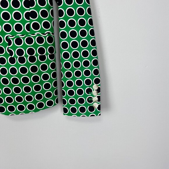 Michael Kors Womens Green Black Polka Dot Blazer Jacket  Single Button size 0 - Picture 4 of 12